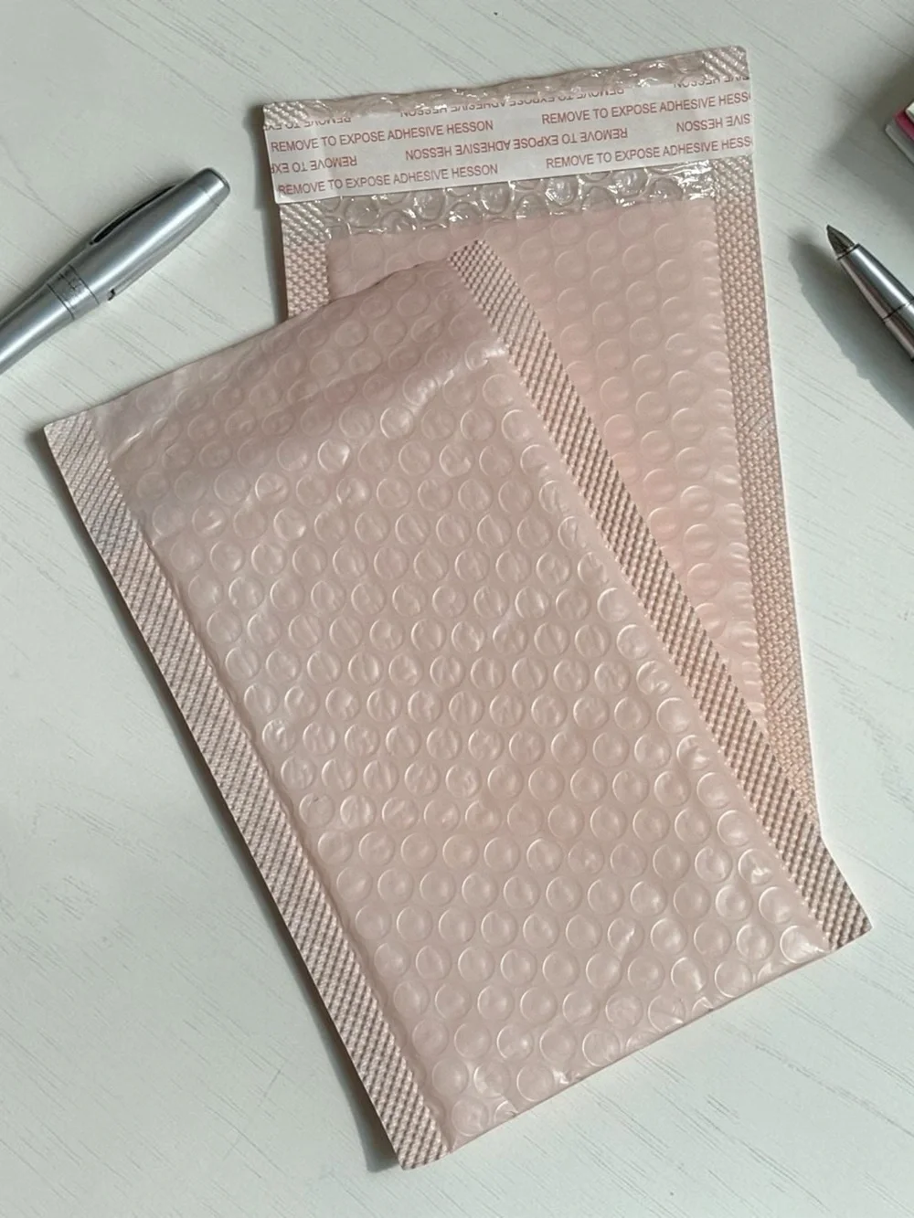 10 Pale Pink Bubble Mailers&10 stickers-Pack of Protective Pink Padded Envelopes